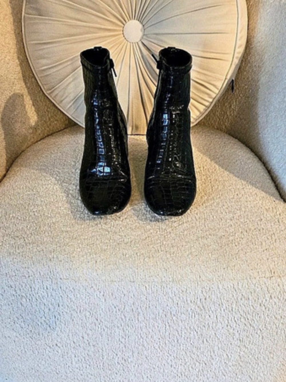 Aldo Black Croc-Embossed Ankle Boots
